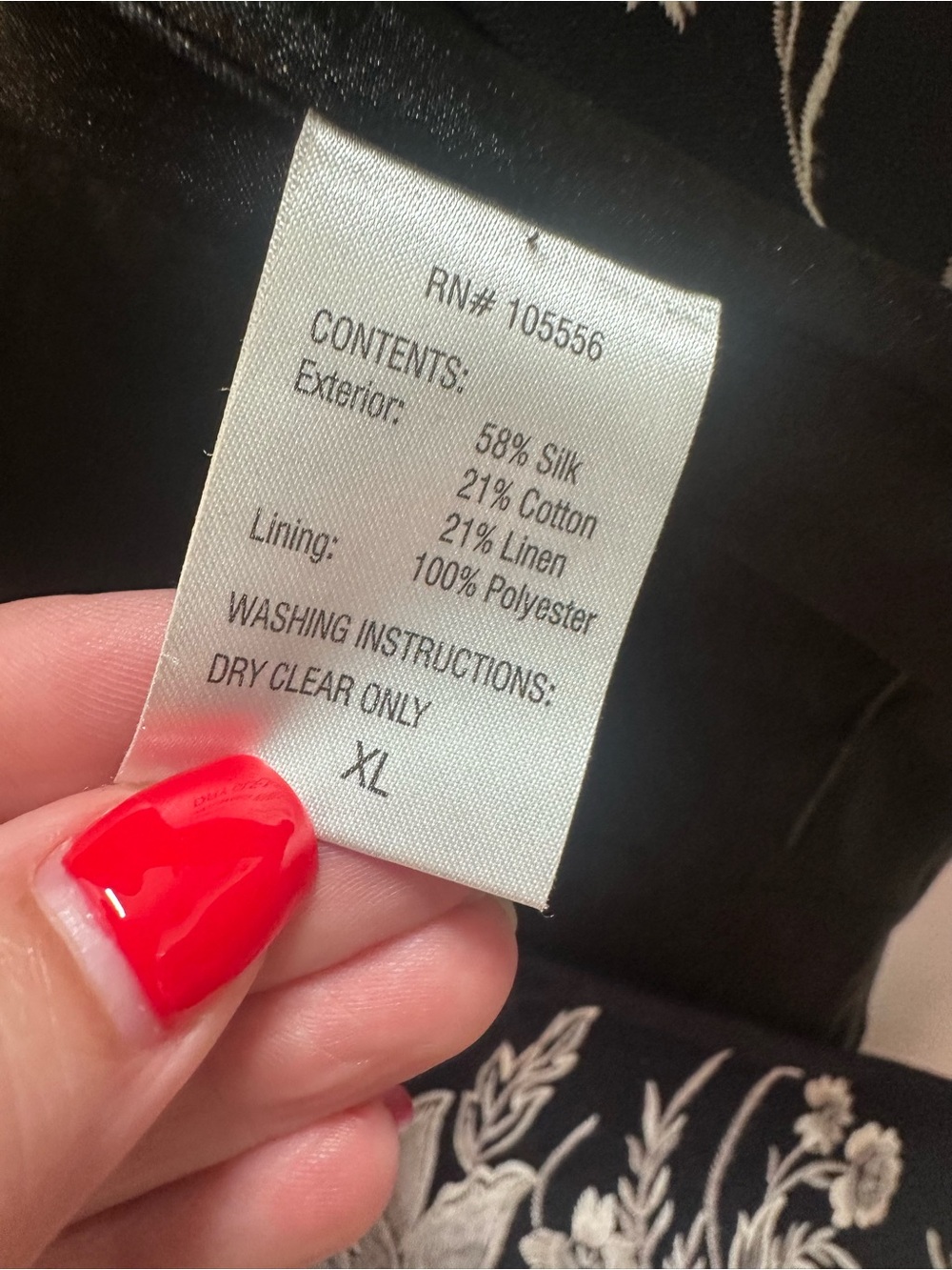 paparazzi Black Coat with White Floral Embroidery - Picture 4 of 7